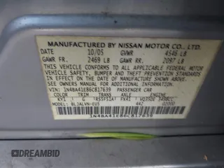 2006 Nissan Maxima SE with VIN 1N4BA41E86C817639, listed as a IAAI auction lot 42502694 with 235,730 mi miles and . Bid and sale history available at DreamBid. Image 9.