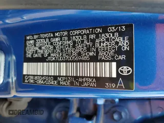 2013 Toyota Yaris L with VIN JTDKTUD37DD569485, listed as a Copart auction lot 53193165 with 141,703 mi miles and Salvage Title. Bid and sale history available at carsss.com. Image 12.