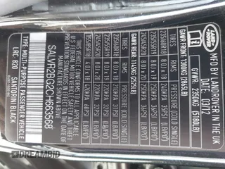 2012 Land Rover Range Rover Evoque Pure Premium с VIN SALVR2BG2CH663568, выставлен на аукционе IAAI как лот 42121863 с пробегом Не указан миль и . История ставок и продаж доступна на DreamBid. Изображение 9.