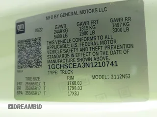 2022 Chevrolet Colorado 2WD LT with VIN 1GCHSCEA3N1210741, listed as a IAAI auction lot 41913320 with 126,197 mi miles. Bid and sale history available at carsss.com. Image 9.