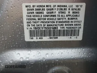 2013 Acura ILX Tech Pkg with VIN 19VDE1F75DE016083, listed as a Copart auction lot 44779975 with 96,145 mi miles and Salvage Title. Bid and sale history available at carsss.com. Image 14.