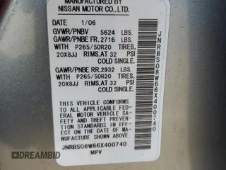 2006 Infiniti FX Options with VIN JNRBS08W66X400740, listed as a Copart auction lot 78511434 with 184,701 mi miles and Salvage Title. Bid and sale history available at DreamBid. Image 13.