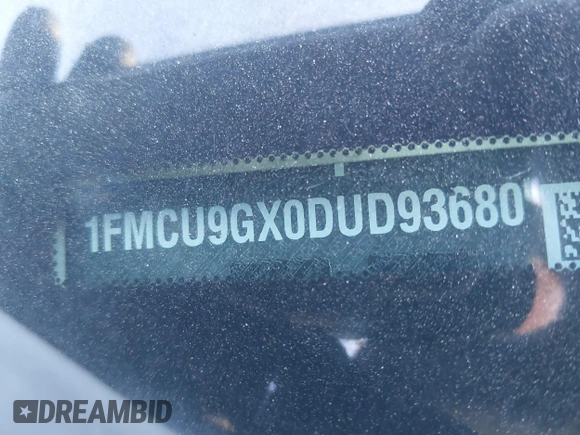 2013 Ford Escape SE with VIN 1FMCU9GX0DUD93680, listed as a IAAI auction lot 41792386 with 262,671 mi miles and . Bid and sale history available at DreamBid. Image 12.