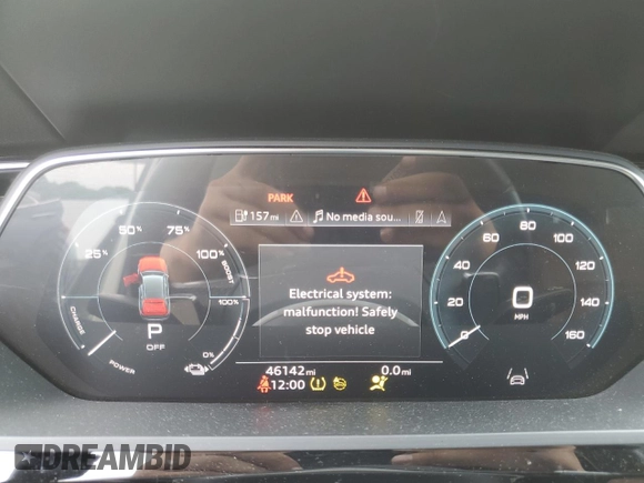 2022 Audi e-tron Premium Plus with VIN WA1LAAGE5NB009526, listed as a Copart auction lot 63073355 with 46,142 mi miles and Salvage title. Bid and sale history available at DreamBid. Image 9.
