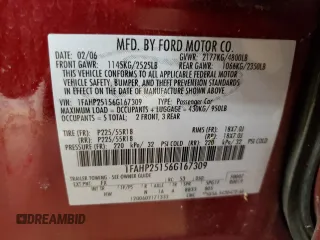2006 Ford Five Hundred Limited with VIN 1FAHP25156G167309, listed as a Copart auction lot 84726214 with 137,547 mi miles and Salvage Title. Bid and sale history available at carsss.com. Image 14.