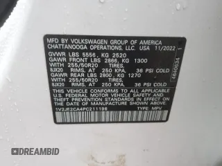 2023 Volkswagen Atlas SE с VIN 1V2JE2CA4PC211196, выставлен на аукционе Copart как лот 42286405 с пробегом Не указан миль и Списание • Salvage title. История ставок и продаж доступна на DreamBid. Изображение 14.