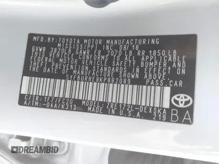 2019 Toyota Corolla L z VIN 5YFBURHE8KP882089, wystawiony jako IAAI lot #39545437 z przebiegiem 117 129 mil mil oraz . Historia ofert i sprzedaży dostępna na DreamBid. Obrazek 9.