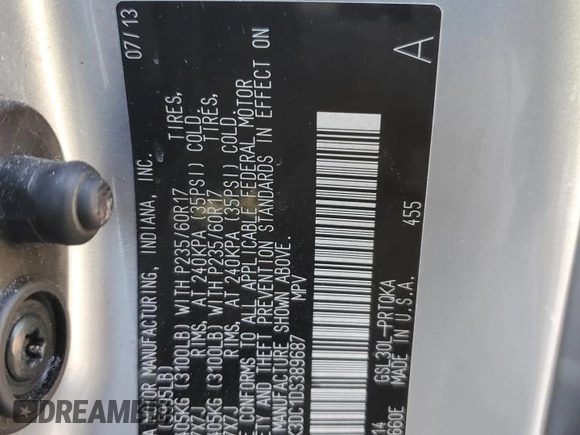 2013 Toyota Sienna XLE AAS z VIN 5TDYK3DC1DS389687, wystawiony jako Copart lot #44355905 z przebiegiem 188 780 mil mil oraz Szkoda całkowita • Salvage title. Historia ofert i sprzedaży dostępna na DreamBid. Obrazek 13.