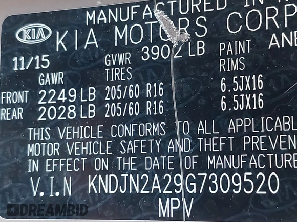 2016 Kia Soul z VIN KNDJN2A29G7309520, wystawiony jako IAAI lot #42364545 z przebiegiem 50 092 mil mil oraz . Historia ofert i sprzedaży dostępna na DreamBid. Obrazek 9.