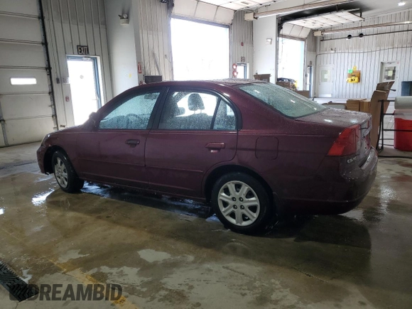 2003 Honda Civic EX with VIN 2HGES26783H587405, listed as a Copart auction lot 54131895 with 180,719 mi miles and Salvage Title. Bid and sale history available at carsss.com. Image 2.