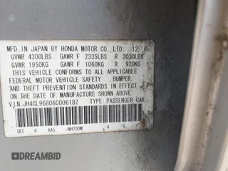 2006 Acura TSX z VIN JH4CL96806C006182, wystawiony jako IAAI lot #42472816 z przebiegiem Nie podano mil oraz . Historia ofert i sprzedaży dostępna na DreamBid. Obrazek 9.