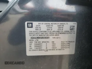 2013 GMC Terrain SLE with VIN 2GKALMEK5D6206381, listed as a Copart auction lot 60245295 with 137,820 mi miles and Salvage title. Bid and sale history available at DreamBid. Image 14.