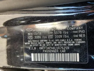 2020 Genesis G90 3.3T Premium with VIN KMTF34PA4LU076259, listed as a Copart auction lot 87943615 with 61,425 mi miles and Salvage Title. Bid and sale history available at carsss.com. Image 13.