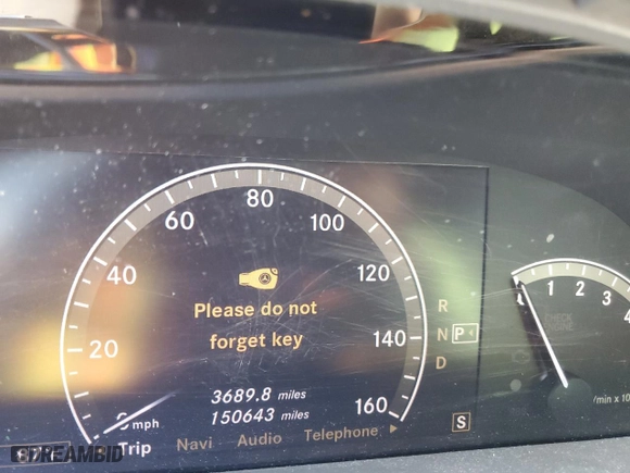 2009 Mercedes-Benz S-Class 5.5L V8 with VIN WDDNG71X29A279020, listed as a Copart auction lot 49957125 with 150,643 mi miles and Clean Title. Bid and sale history available at carsss.com. Image 9.
