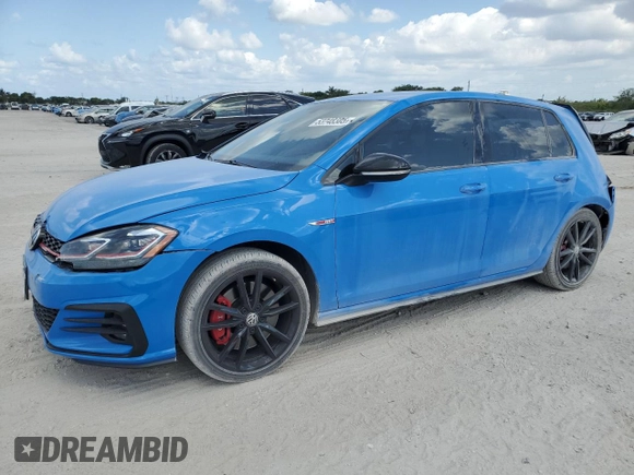 2019 Volkswagen Golf GTI S with VIN 3VW5T7AU8KM015673, listed as a Copart auction lot 53748305 with 50,654 mi miles and Salvage Title. Bid and sale history available at carsss.com. Image 1.