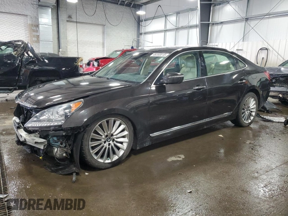 2014 Hyundai Equus Signature with VIN KMHGH4JH6EU082783, listed as a Copart auction lot 46355515 with 108,619 mi miles and Salvage Title. Bid and sale history available at DreamBid. Image 1.