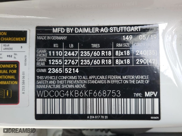 2019 Mercedes-Benz GLC with VIN WDC0G4KB6KF668753, listed as a Copart auction lot 41807015 with 49,777 mi miles and Salvage Title. Bid and sale history available at carsss.com. Image 13.