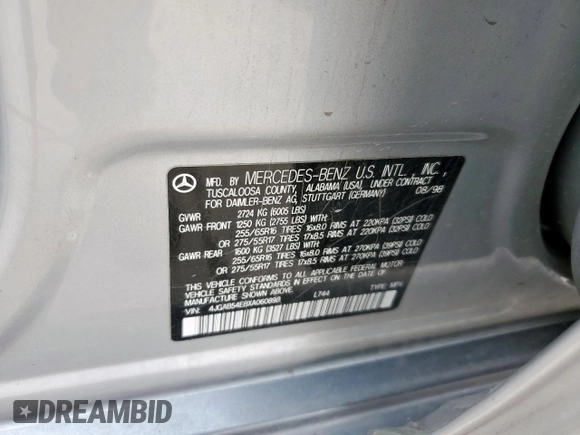 1999 Mercedes-Benz M 320/430/500 with VIN 4JGAB54E8XA060898, listed as a Copart auction lot 46033325 with Not provided miles and Salvage title. Bid and sale history available at DreamBid. Image 15.