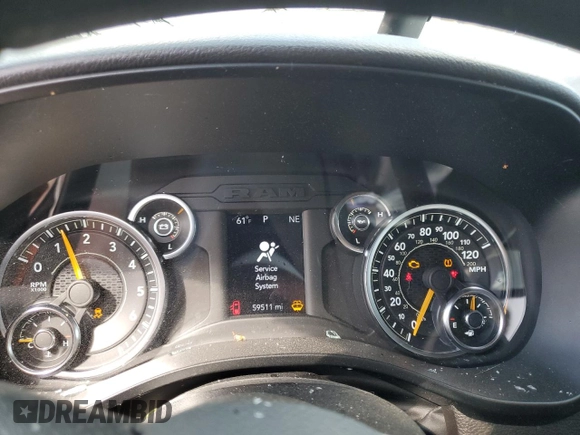 2022 Ram 1500 Tradesman with VIN 1C6SRFGT0NN269943, listed as a Copart auction lot 76373904 with 59,511 mi miles and Salvage title. Bid and sale history available at DreamBid. Image 9.