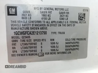 2014 Chevrolet Express Cargo Van with VIN 1GCWGFCA2E1213790, listed as a Copart auction lot 85323294 with 299,946 mi miles and Salvage Title. Bid and sale history available at carsss.com. Image 13.