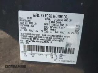 2021 Ford Edge SEL with VIN 2FMPK4J98MBA02415, listed as a IAAI auction lot 41178271 with 75,857 mi miles. Bid and sale history available at carsss.com. Image 9.