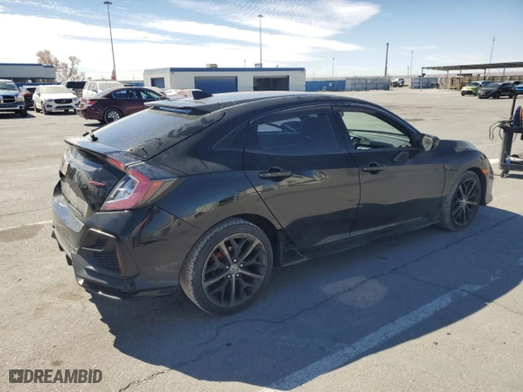 2021 Honda Civic Hatchback Sport with VIN SHHFK7H44MU210949, listed as a Copart auction lot 46954785 with 55,321 mi miles and Salvage Title. Bid and sale history available at carsss.com. Image 3.