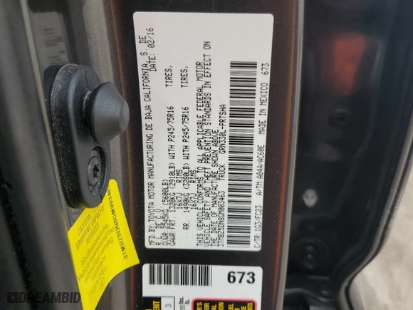 2016 Toyota Tacoma SR5 with VIN 3TMBZ5DN8GM003463, listed as a Copart auction lot 79702834 with 113,121 mi miles and Salvage Title. Bid and sale history available at carsss.com. Image 12.