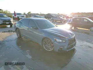 2022 Infiniti Q50 Red Sport 400 with VIN JN1FV7DP0NM370069, listed as a Copart auction lot 80541084 with 26,013 mi miles and Salvage Title. Bid and sale history available at DreamBid. Image 14.