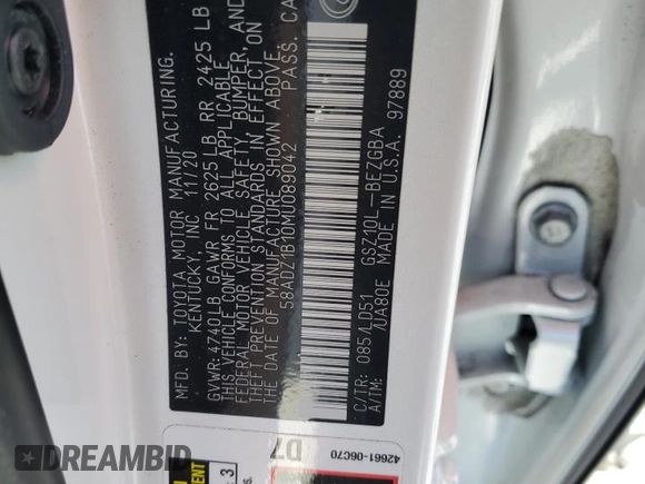 2021 Lexus ES 350 with VIN 58ADZ1B10MU089042, listed as a Copart auction lot 62071455 with 28,042 mi miles and Salvage title. Bid and sale history available at DreamBid. Image 12.