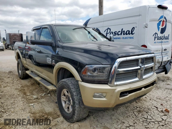 2013 Ram 2500 Laramie Longhorn with VIN 3C6UR5GL7DG519835, listed as a Copart auction lot 62495175 with 340,739 mi miles and Clean title. Bid and sale history available at DreamBid. Image 4.