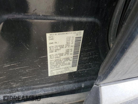 2015 Nissan Murano SV with VIN 5N1AZ2MG8FN248971, listed as a Copart auction lot 44553125 with 125,169 mi miles and Salvage title. Bid and sale history available at DreamBid. Image 15.