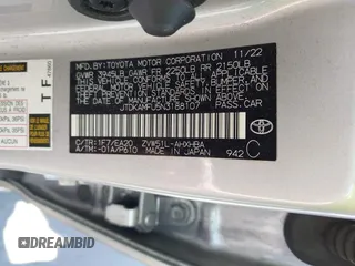 2022 Toyota Prius L Eco with VIN JTDKAMFU5N3188107, listed as a IAAI auction lot 42223649 with 180,894 mi miles and . Bid and sale history available at DreamBid. Image 9.