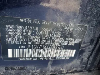 2013 Subaru Impreza Sedan WRX WRX Limited with VIN JF1GV7F60DG013760, listed as a Copart auction lot 88119745 with 146,048 mi miles and Salvage Title. Bid and sale history available at carsss.com. Image 12.