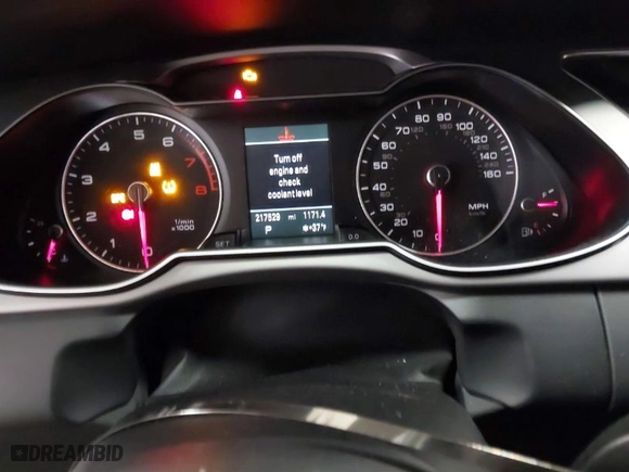 2014 Audi A4 Premium Plus with VIN WAUFFAFL5EN005217, listed as a IAAI auction lot 40971901 with 217,529 mi miles. Bid and sale history available at carsss.com. Image 7.