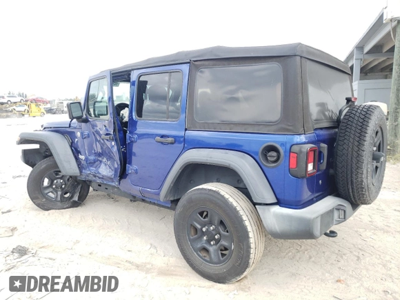 2018 Jeep Wrangler Unlimited Sport S with VIN 1C4HJXDNXJW289319, listed as a Copart auction lot 80461844 with 76,963 mi miles and Salvage title. Bid and sale history available at DreamBid. Image 2.