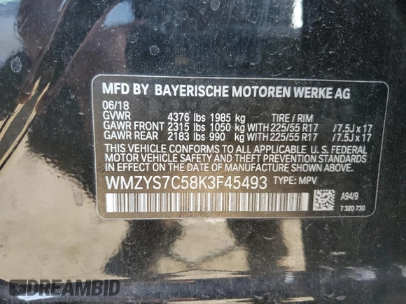 2019 MINI Countryman Cooper with VIN WMZYS7C58K3F45493, listed as a Copart auction lot 72711804 with 61,900 mi miles and Salvage Title. Bid and sale history available at carsss.com. Image 13.