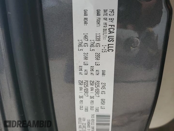 2015 Chrysler Town & Country Touring with VIN 2C4RC1BG9FR695897, listed as a Copart auction lot 53899435 with Not Provided miles and Clean Title. Bid and sale history available at DreamBid. Image 13.