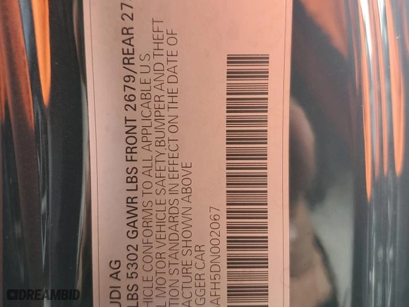2013 Audi S5 Premium Plus with VIN WAUCGAFH5DN002067, listed as a Copart auction lot 87260334 with 138,801 mi miles and Salvage Title. Bid and sale history available at carsss.com. Image 12.