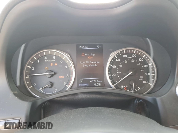 2018 Infiniti Q50 3.0t LUXE with VIN JN1EV7AP2JM360458, listed as a Copart auction lot 49479765 with 43,793 mi miles and Salvage Title. Bid and sale history available at carsss.com. Image 9.