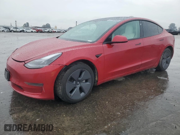 2021 Tesla Model 3 Standard Range Plus with VIN 5YJ3E1EA9MF870214, listed as a Copart auction lot 47702535 with 46,486 mi miles and Salvage Title. Bid and sale history available at DreamBid. Image 1.
