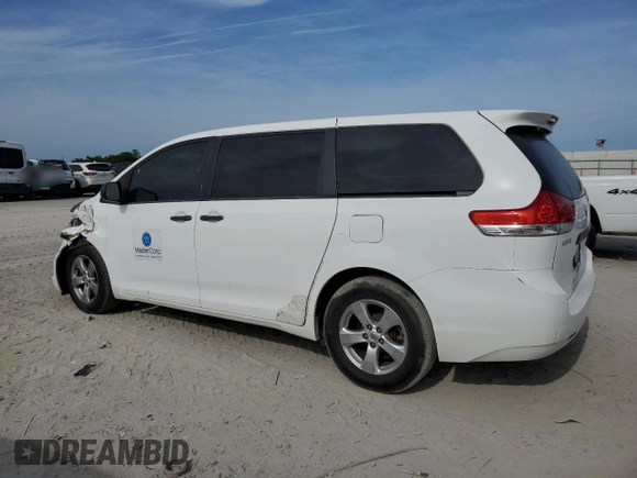 2013 Toyota Sienna L with VIN 5TDZK3DC7DS386989, listed as a Copart auction lot 55105475 with 217,908 mi miles and Salvage title. Bid and sale history available at DreamBid. Image 2.