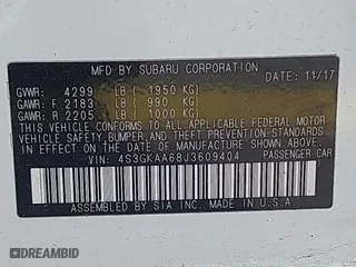 2018 Subaru Impreza with VIN 4S3GKAA68J3609404, listed as a IAAI auction lot 41954733 with 214,560 mi miles. Bid and sale history available at carsss.com. Image 9.