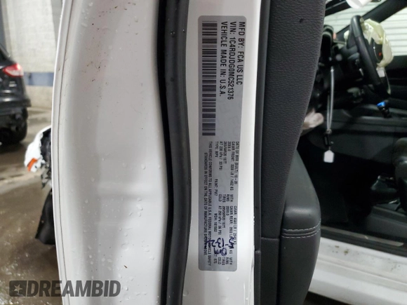 2021 Dodge Durango GT Plus with VIN 1C4RDJDG0MC521376, listed as a Copart auction lot 57703085 with 32,492 mi miles and Salvage title. Bid and sale history available at DreamBid. Image 14.