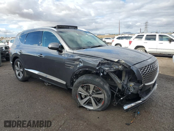 2022 Genesis GV80 with VIN KMUHCESC7NU076679, listed as a Copart auction lot 48827735 with Not Provided miles and Salvage Title. Bid and sale history available at DreamBid. Image 4.