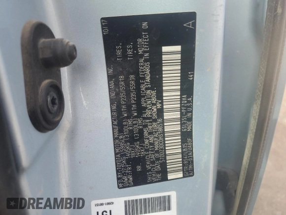 2017 Toyota Sienna with VIN 5TDDZ3DC0HS186516, listed as a Copart auction lot 50358685 with 154,348 mi miles and Salvage Title. Bid and sale history available at DreamBid. Image 13.