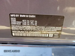 2018 BMW M3 с VIN WBS8M9C5XJ5K98850, выставлен на аукционе Copart как лот 63870925 с пробегом 51 767 миль миль и Списание • Salvage title. История ставок и продаж доступна на DreamBid. Изображение 12.