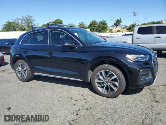 2021 Audi Q5 Premium Plus with VIN WA1BAAFY6M2020296, listed as a Copart auction lot 56736205 with 75,955 mi miles and Salvage title. Bid and sale history available at DreamBid. Image 4.