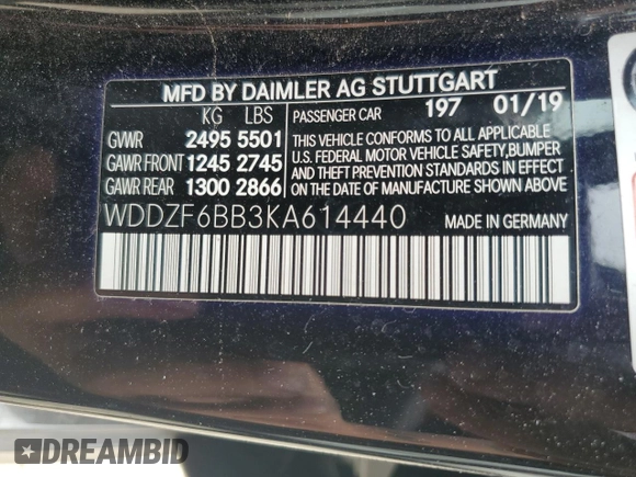 2019 Mercedes-Benz E-Class AMG E 53 with VIN WDDZF6BB3KA614440, listed as a Copart auction lot 74671444 with 0 mi miles and Non Repairable. Bid and sale history available at carsss.com. Image 13.