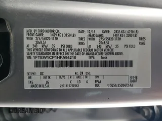 2017 Ford F-150 XL с VIN 1FTEW1CP1HFA94210, выставлен на аукционе Copart как лот 56214295 с пробегом 132 884 миль миль и Списание • Salvage title. История ставок и продаж доступна на DreamBid. Изображение 13.