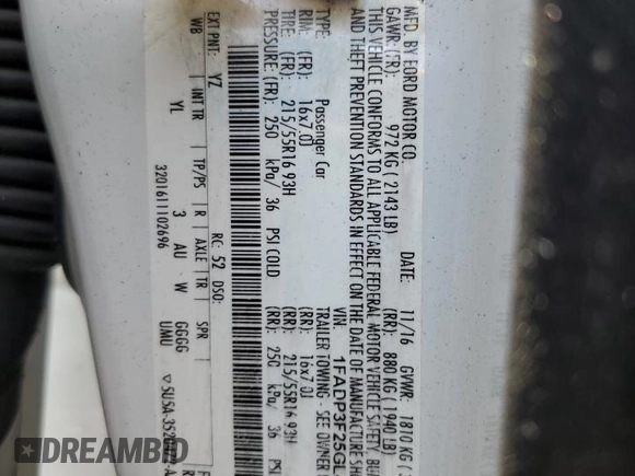 2016 Ford Focus SE with VIN 1FADP3F25GL404899, listed as a Copart auction lot 60785635 with Not provided miles and Clean title. Bid and sale history available at DreamBid. Image 12.